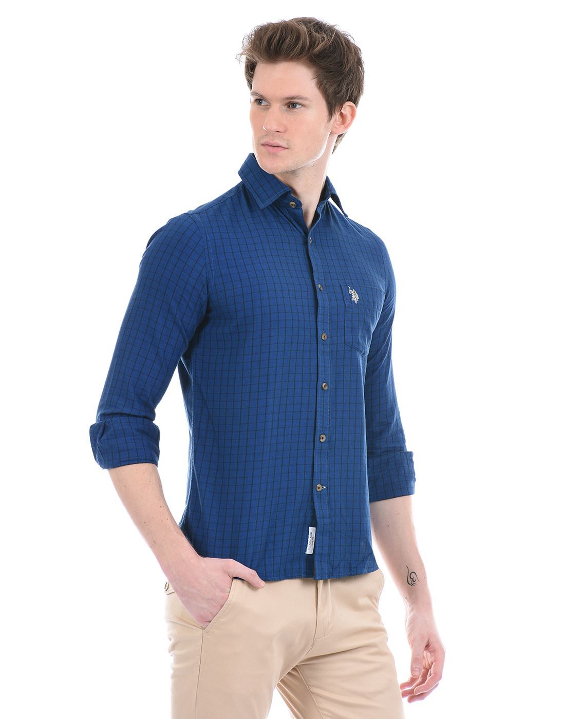 U.S.Polo Assn. Men Casual Wear Blue Shirt